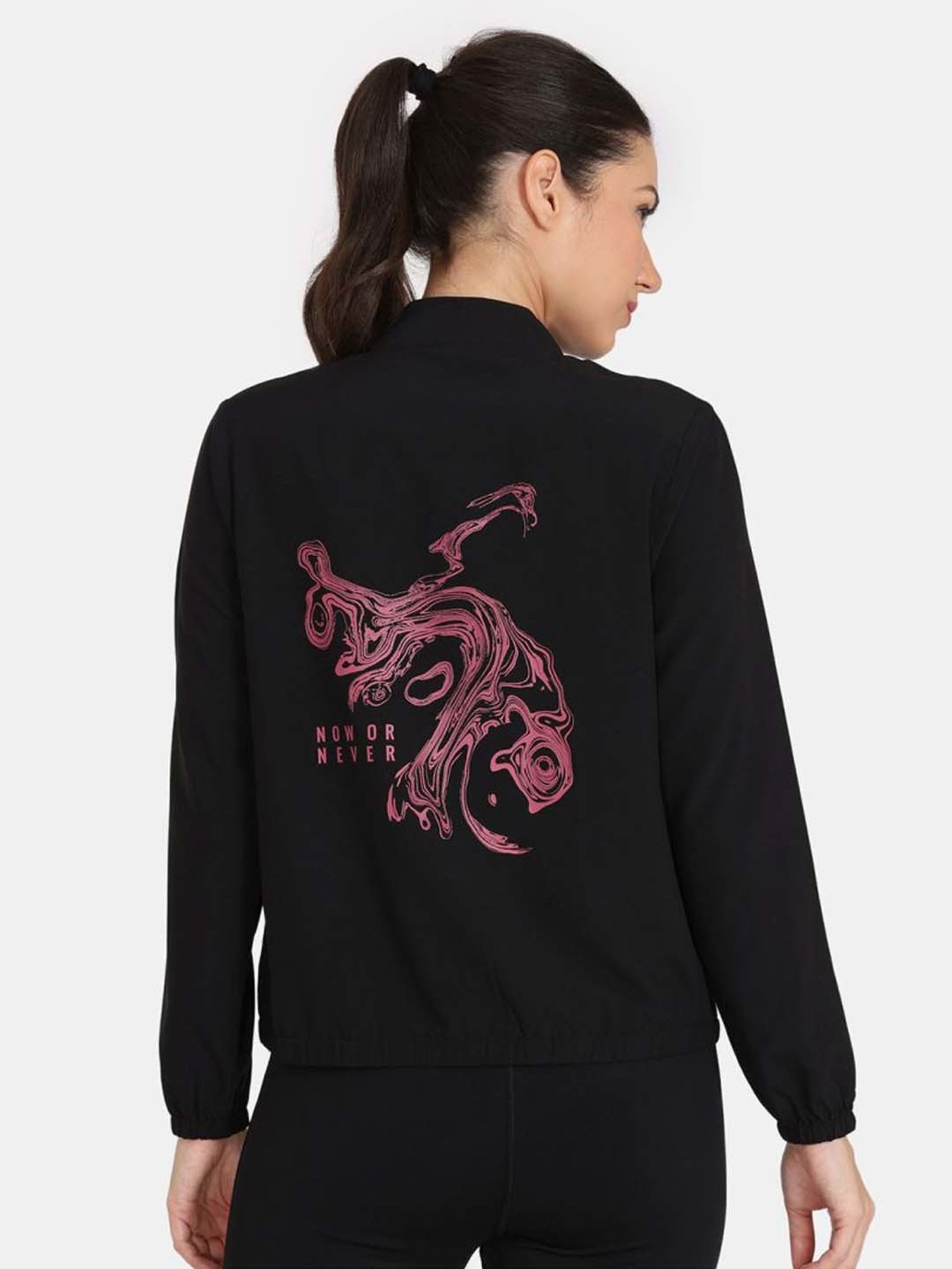 Zelocity by Zivame Jet Black Regular Fit Sports Jacket