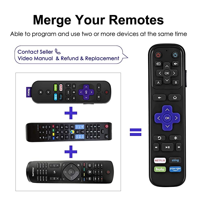 IR Remote Replacement for Roku Streaming Player with 13 Extra Learning Buttons to Control TV Soundbar Receiver All in One for Roku 1 2 3 4 Premier+ Express+ UltraNOT for Roku Stick
