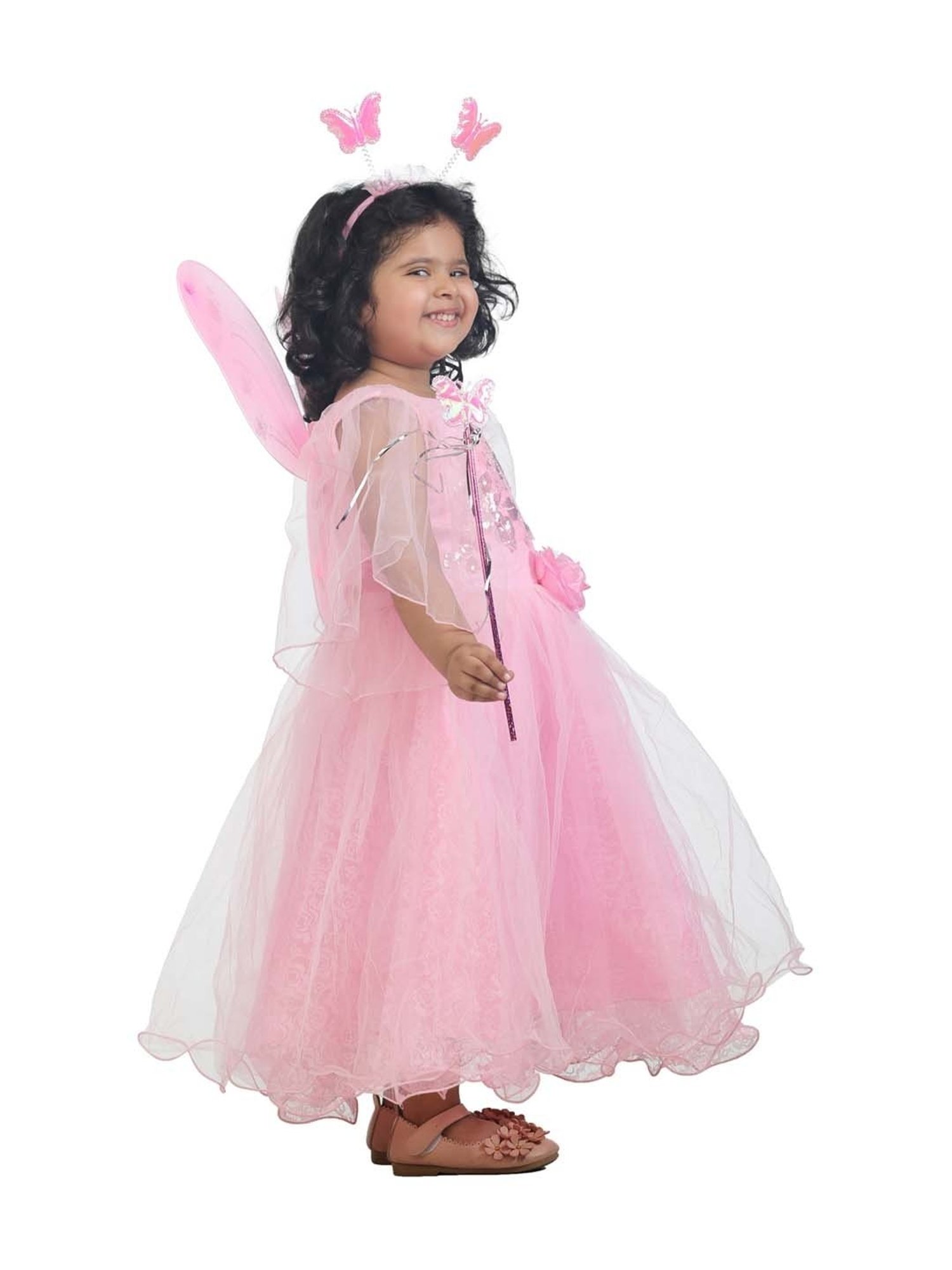 Ahhaaaa Kids Pink Cotton Embroidered Dress