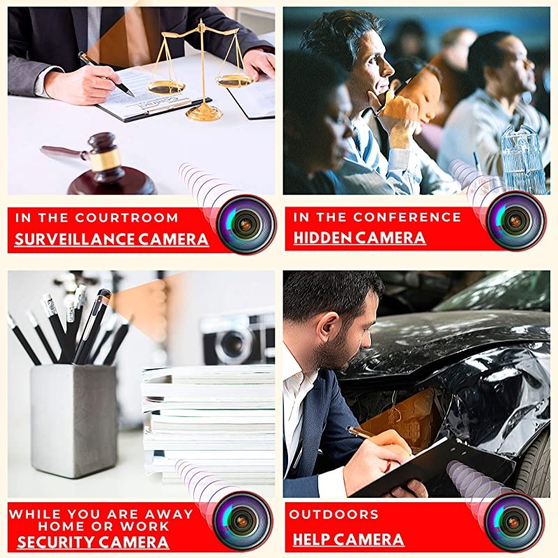 Spy Camera Pen 1080p | Nanny Camera Spy Pen Full HD Loop Recording or Picture Taking | Wireless Security Cam with Wide Angle Lens Discrete Rechargeable