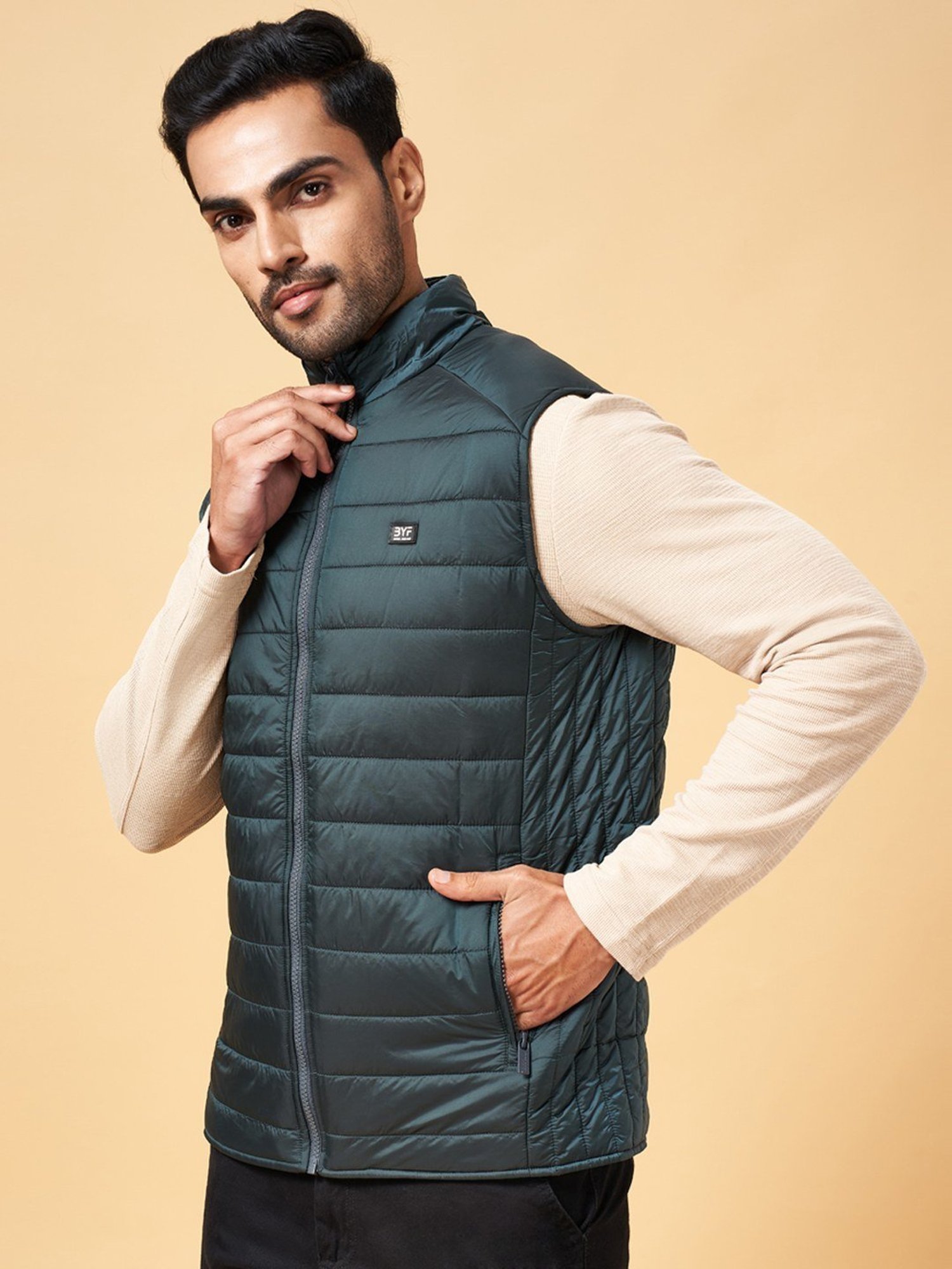 Byford by Pantaloons Green Regular Fit Quilted Jacket
