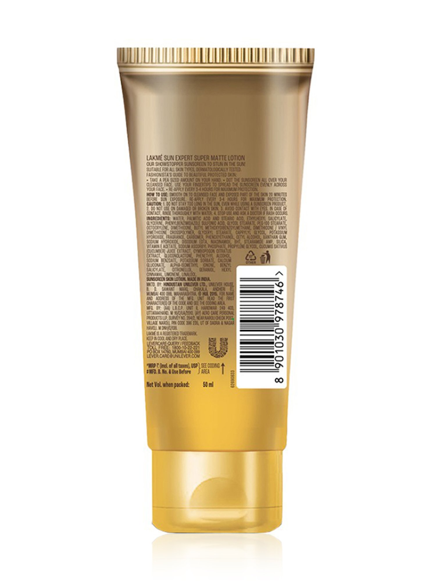 Lakme 9 To 5 Skin Perfect Collection Sun Expert Super Matte Sunscreen Lotion SPF 30 PA ++ - 50 ml