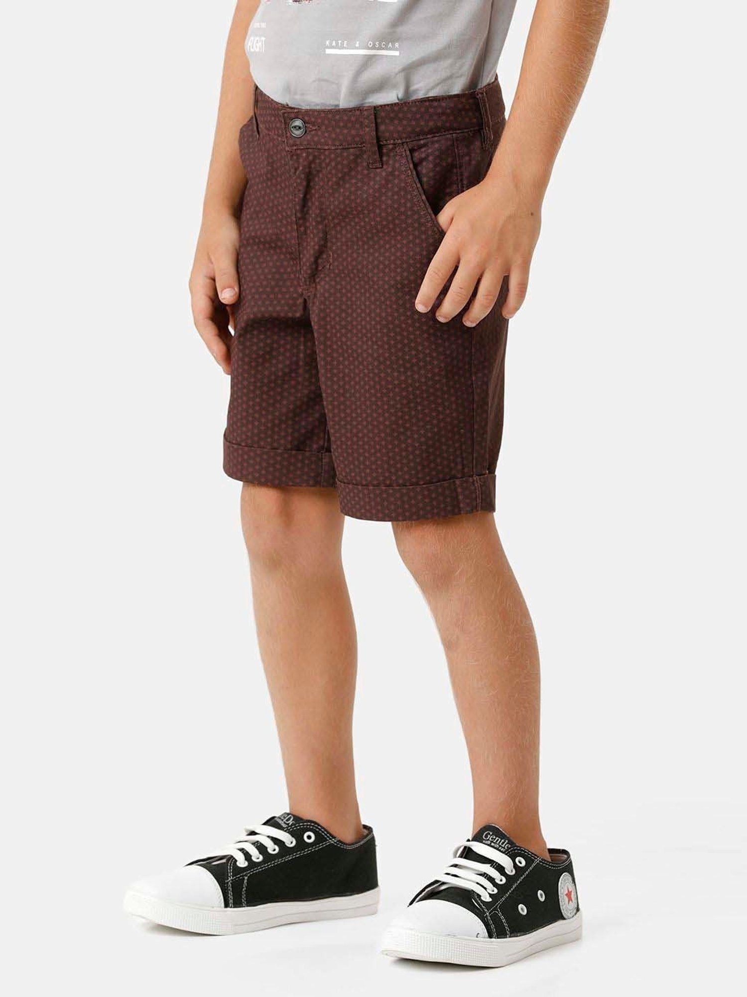 Kate & Oscar Kids Brown Cotton Printed Shorts