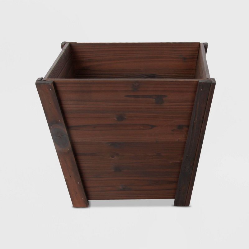 4pc Square Tapered Wooden Planters Brown - Leisure Season