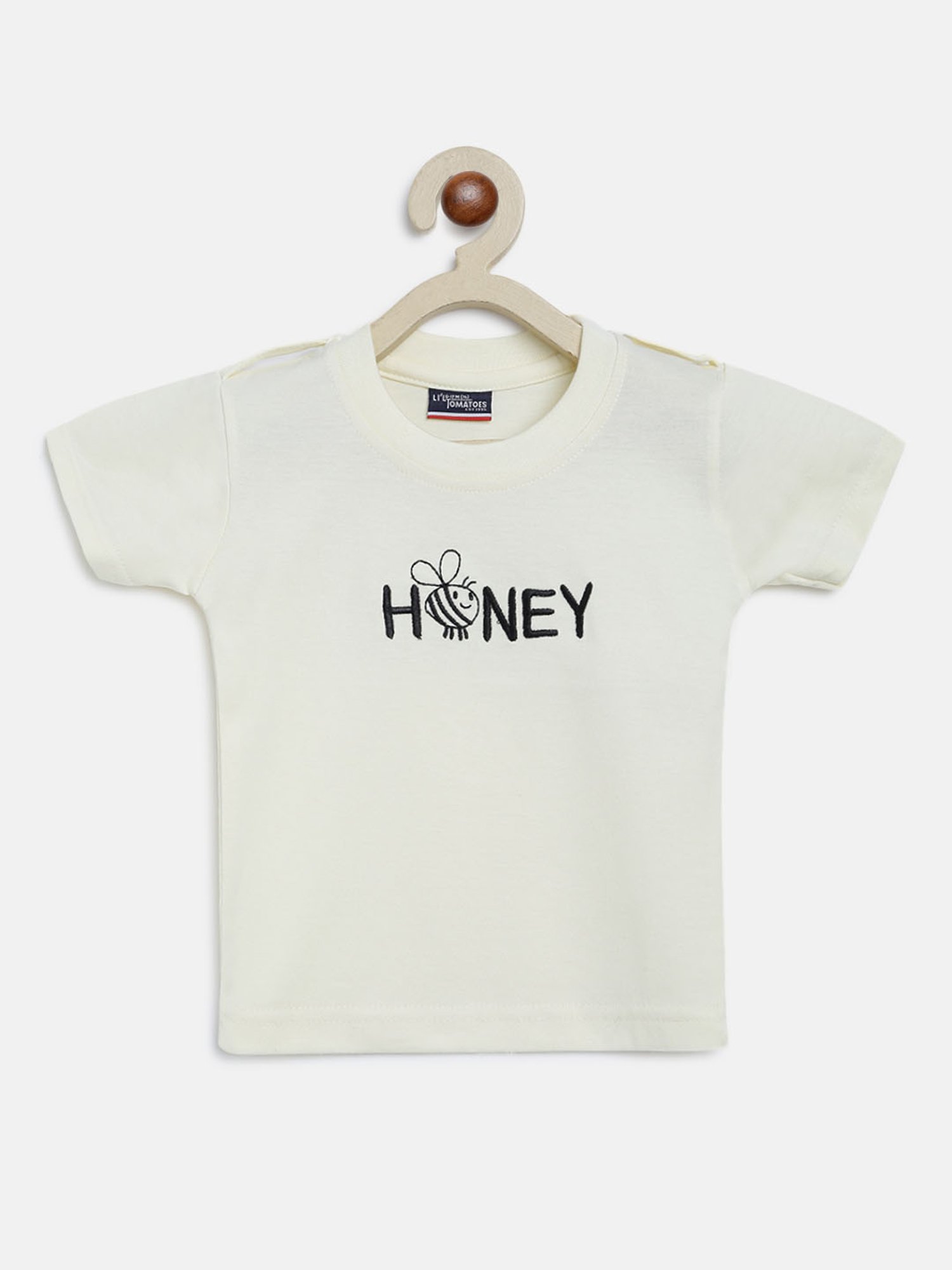 Li'l Tomatoes Kids Off White & Light Blue Printed T-Shirt with Dungaree