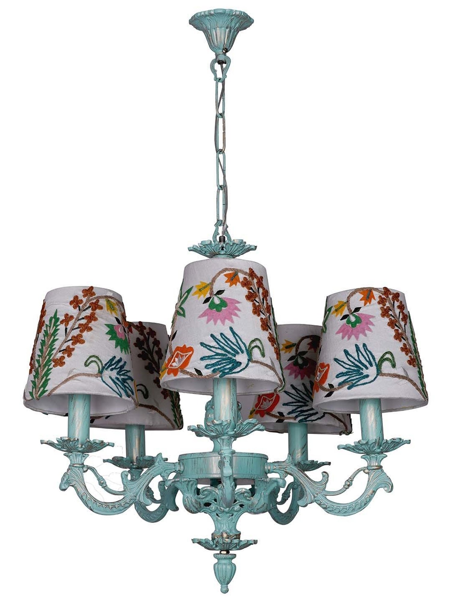 16" Glass/Metal Jasmine Tiffany Style Semi Flush Mount (Includes Energy Efficient Light Bulb) Cream - JONATHAN Y