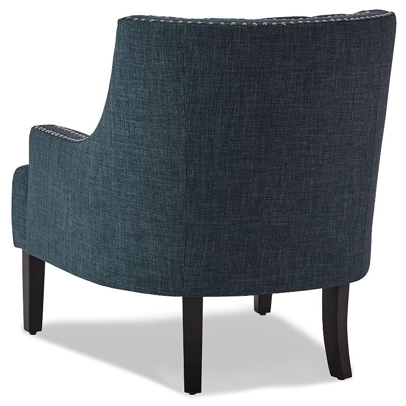 Homelegance Upholstered Diamond Tufted Accent Chair with Sloped Arms, 18 Inch High Seat, and Nailhead Trim, Indigo