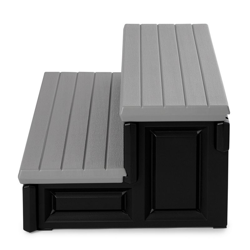 Confer Leisure Accents 36 Inch Deluxe Patio Long Hot Tub Spa Step, Gray/Black