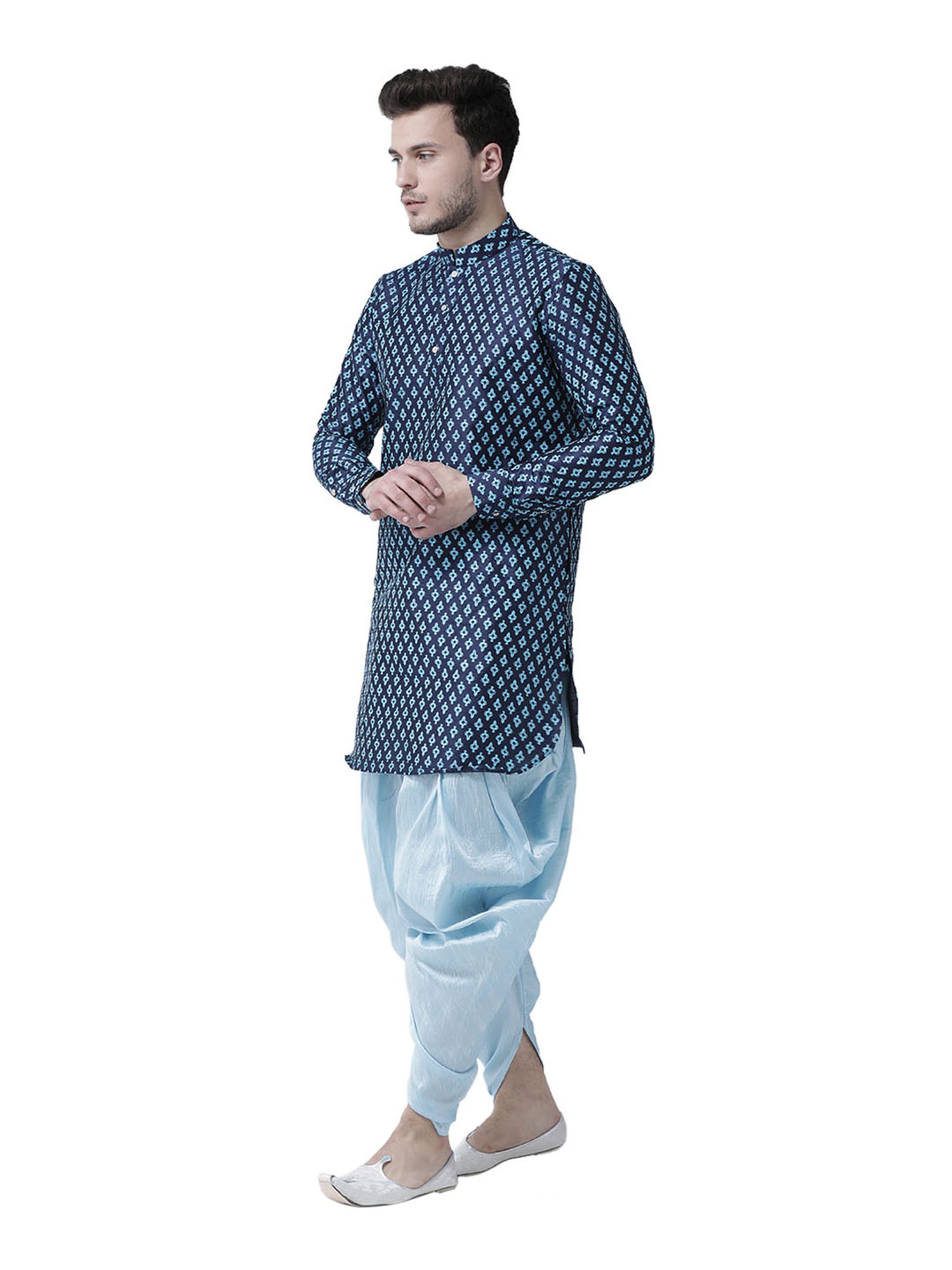 Deyann Navy Printed Full Sleeves Mandarin Collar Kurta Set