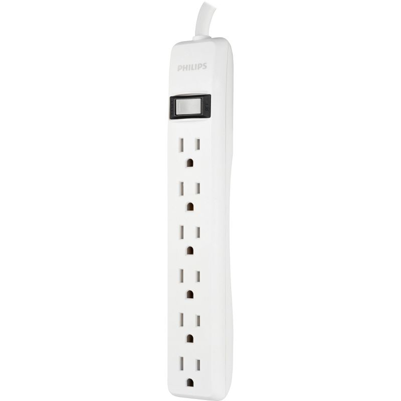 Philips 2pk 6-Outlet Surge Protector with 2' Cord - White