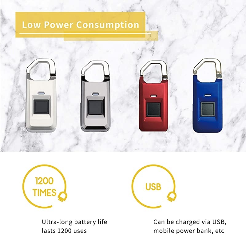 Fingerprint Padlock Biometric Lock Silver Includes Spare iKey