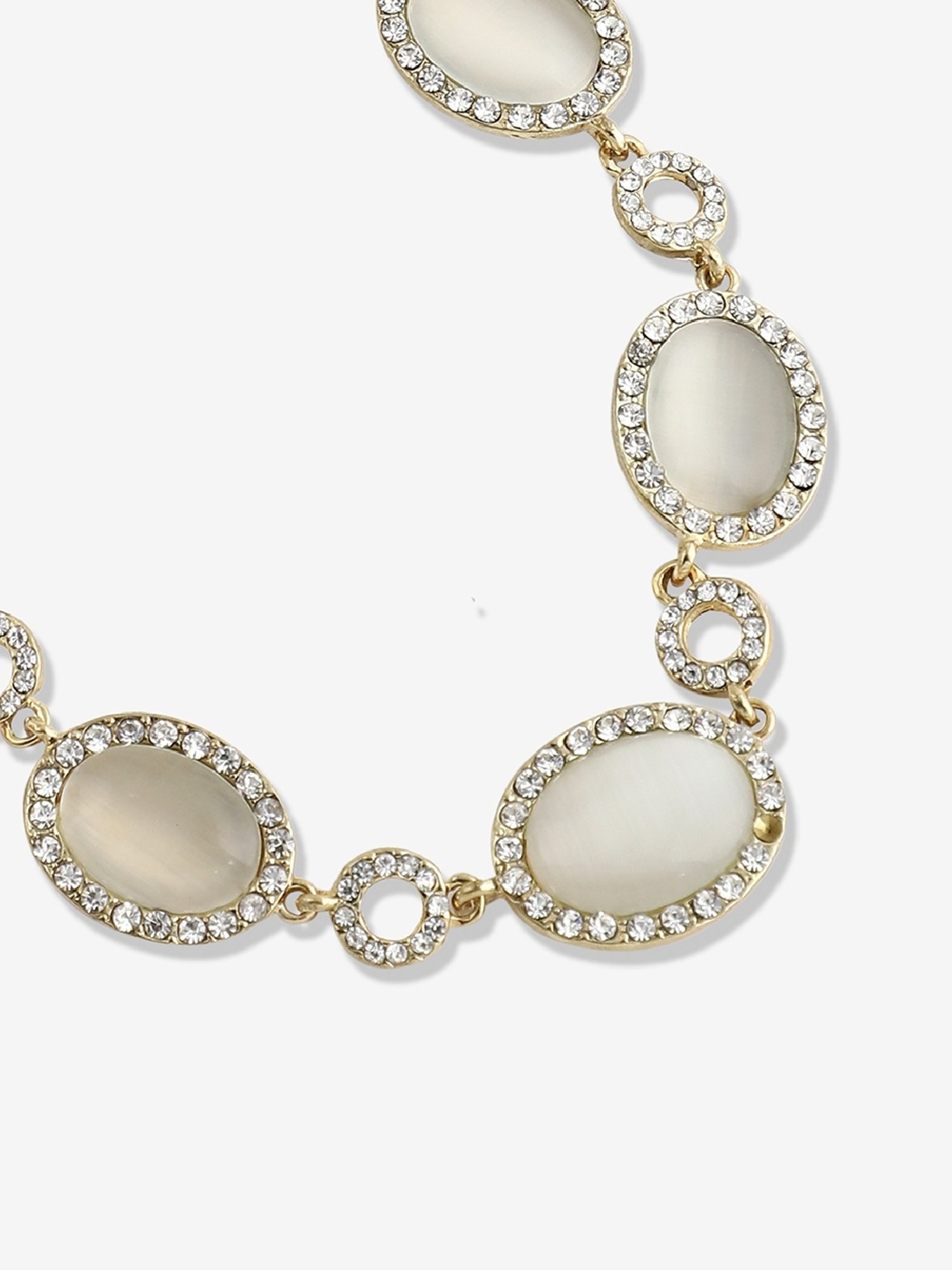 Sohi Gold Plated Designer Stone Party Necklace and Earring Set For Women