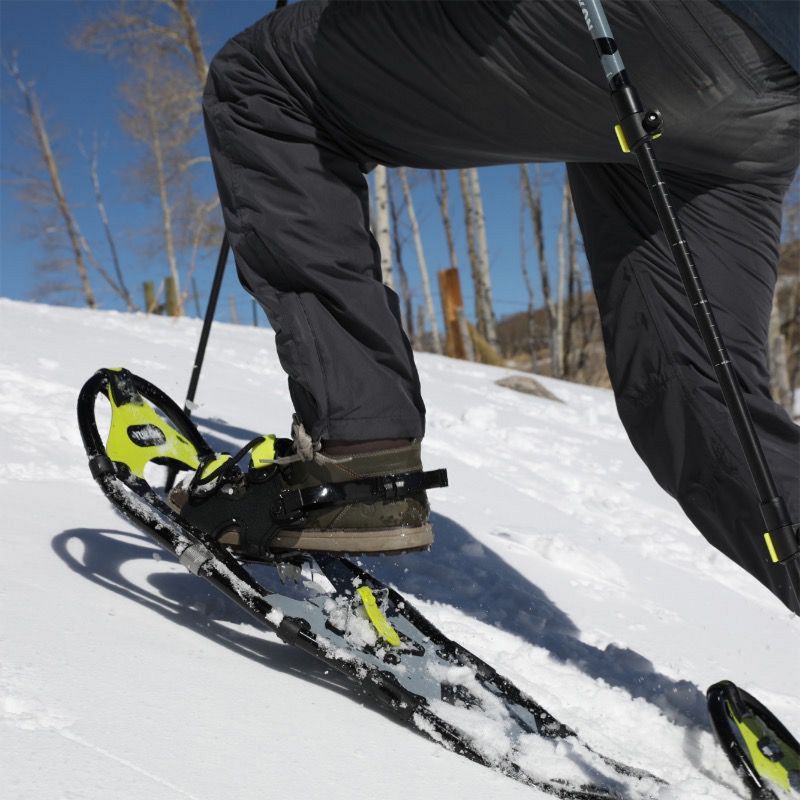 Yukon Charlie's Pro Series Heavy Duty Men's Snowshoe Kit w/ Poles and Bag, Black/Yellow