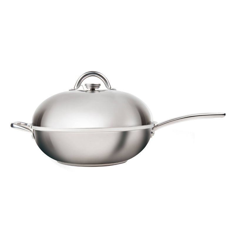 MasterPan 13" Stainless Steel Stovetop Multi-Use 4-1 Smoker Wok