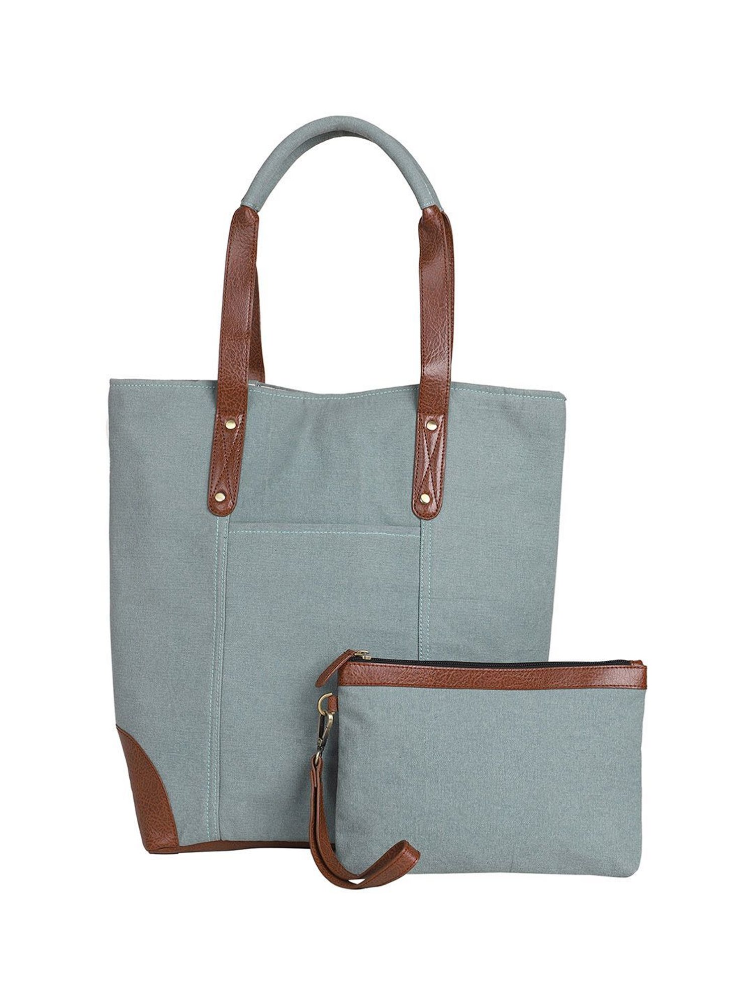 Mona B Sky Blue Large Tote Bag