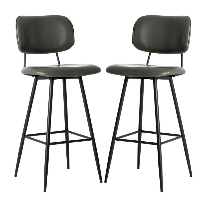 43" Set of 2 PU Leather Barstools Gray - Glitzhome