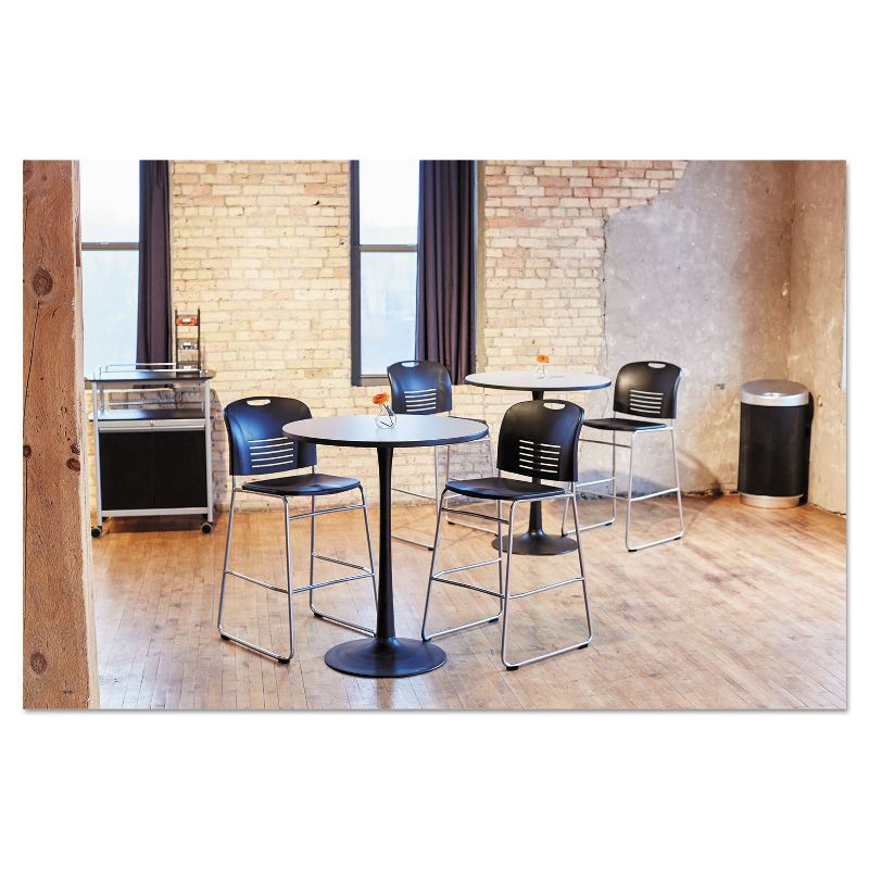 Safco At-Your-Disposal Vertex Receptacle Round Polyethylene 38gal Black/Chrome 9799BL