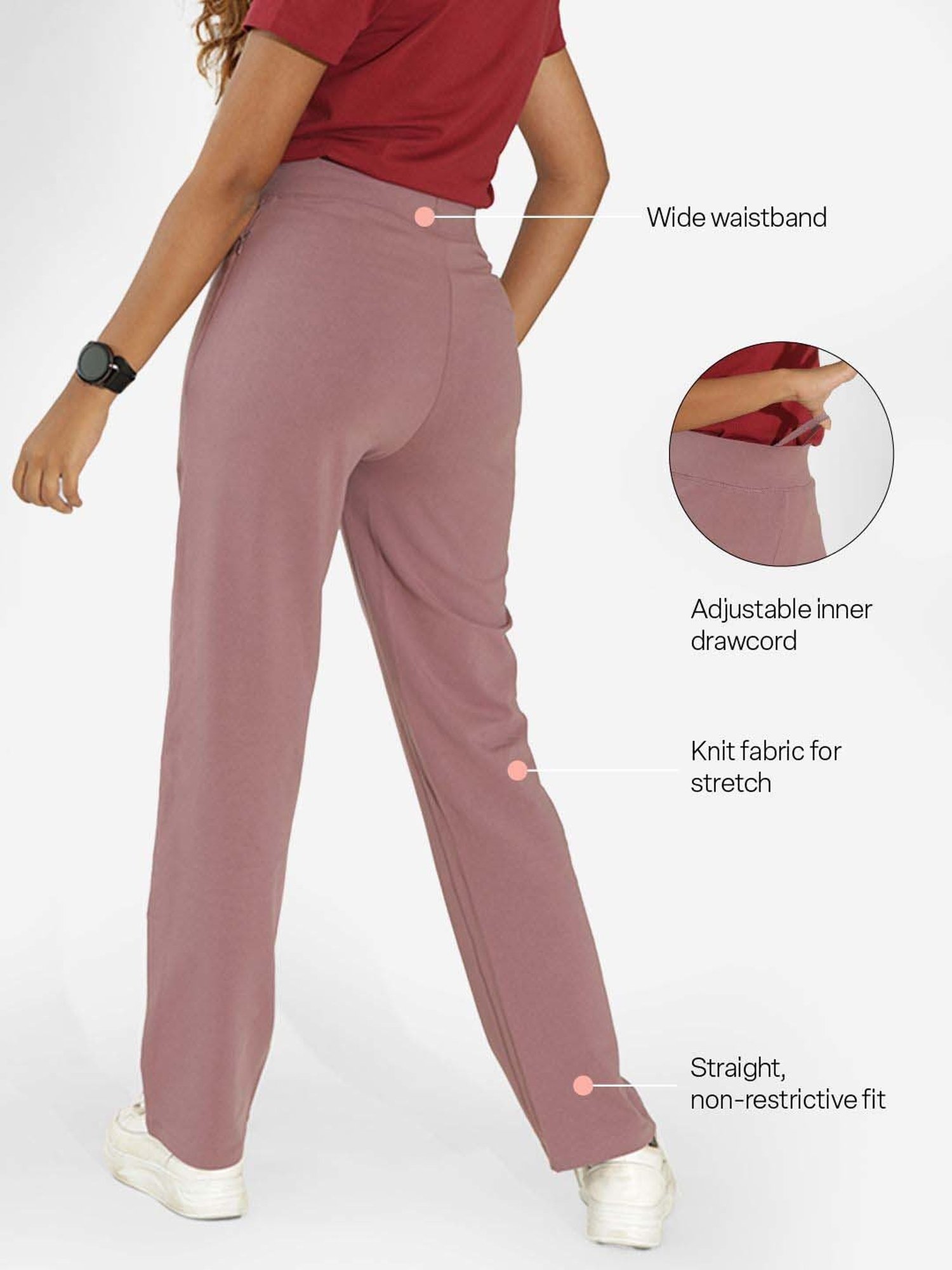 BlissClub Purple Cotton Straight Pants