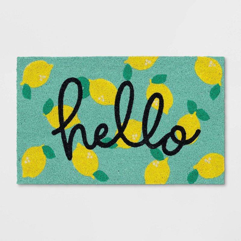 1'6"x2'6" Hello Lemon Coir Doormat Yellow - Sun Squad™