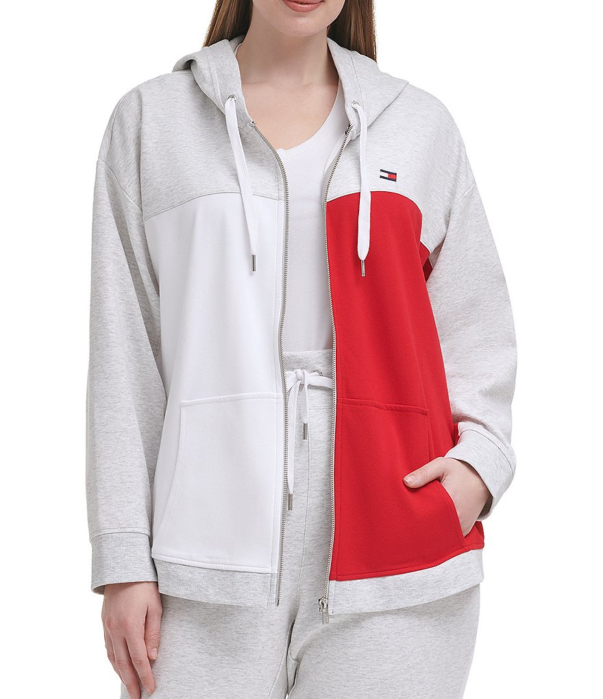 Tommy Hilfiger Sport Plus Size Colorblock Long Sleeve Zip Up Hoodie Jacket