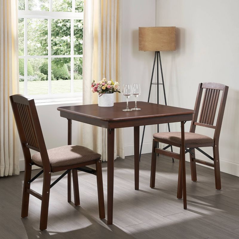 Straight Edge Folding Card Table Espresso Brown - Stakmore