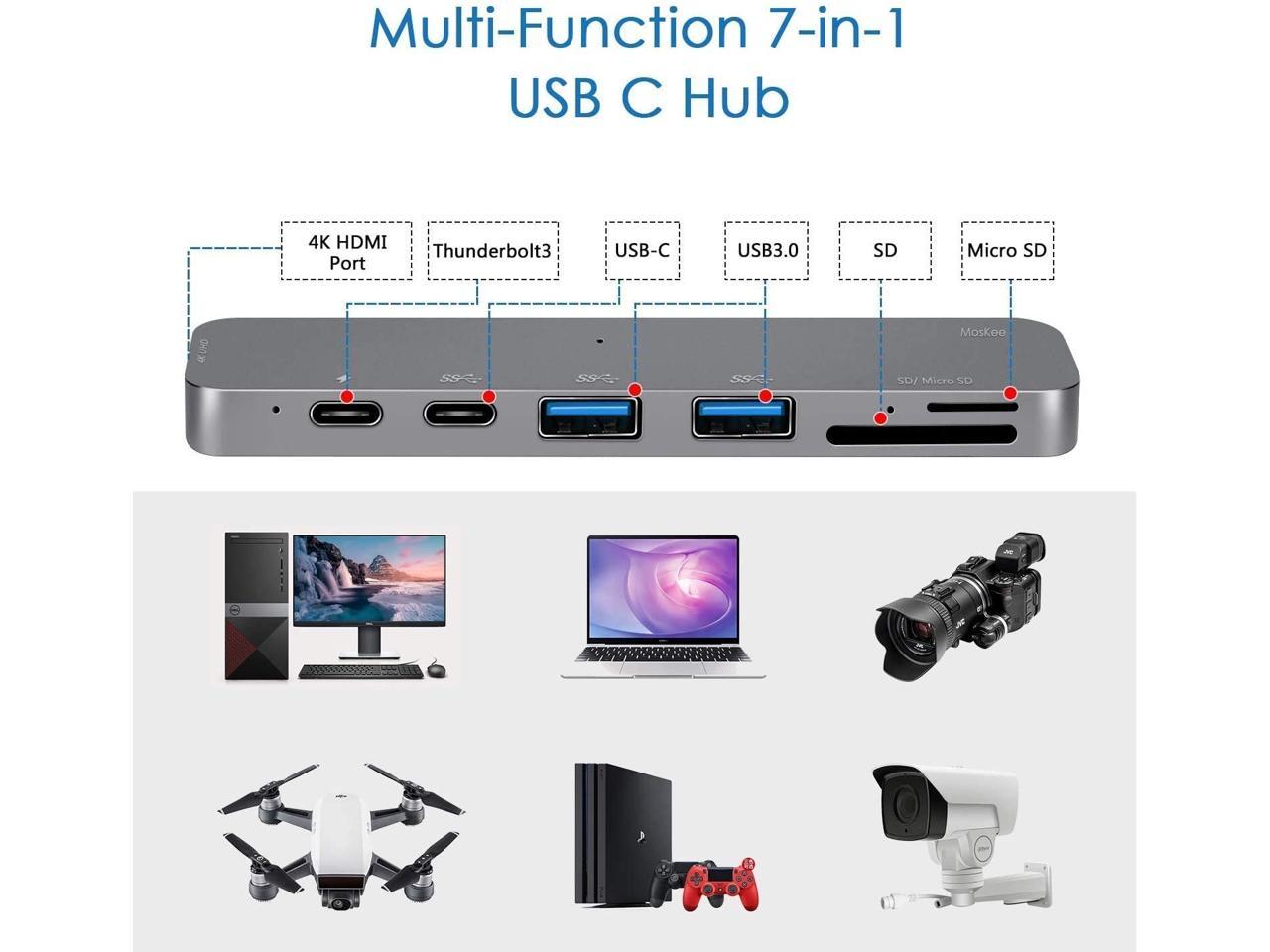 USB C Hub,USB-C Laptop Docking Station,11 in 1 Triple Display Type C Adapter Compatiable for MacBook and Windows(2HDMI VGA PD3.0 SD TF Card Reader Gigabit Ethernet 4USB Ports)