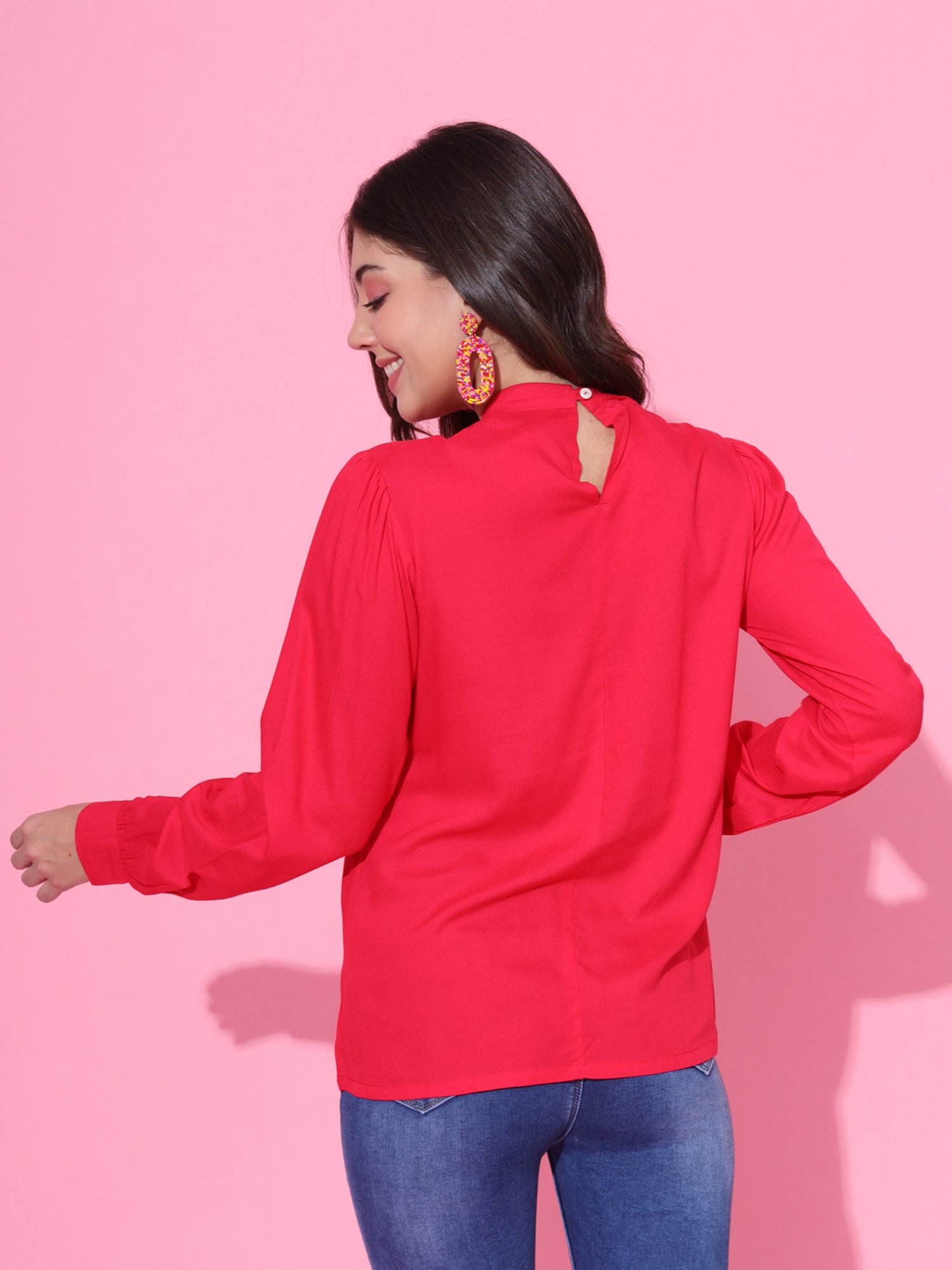 DECKEDUP Magenta Slim Fit Top