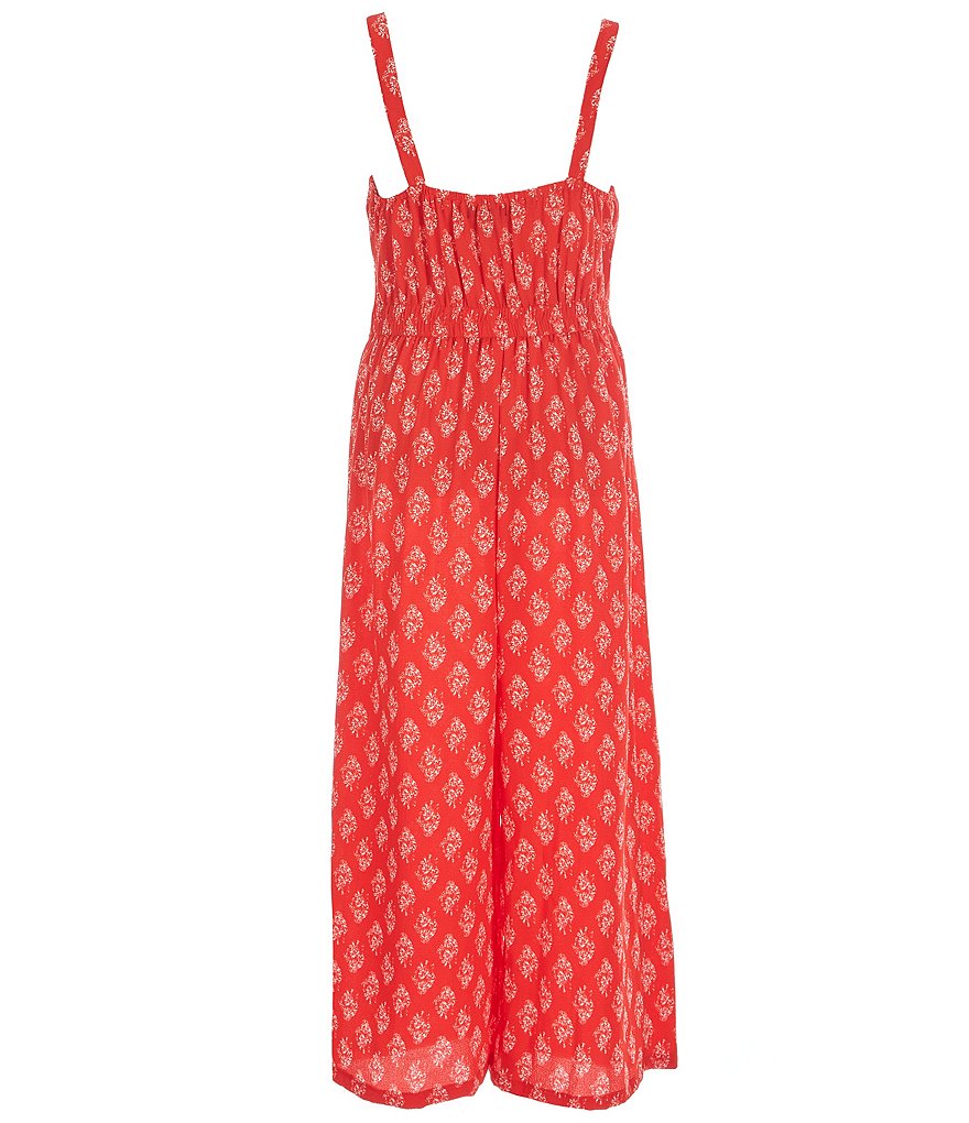 Zunie Big Girls 7-16 Sleeveless Tie-Front Medallion Printed Knit Jumpsuit