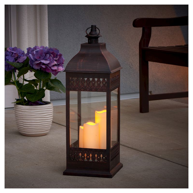 Smart Living San Nicola 28" Triple LED Candle - Brown