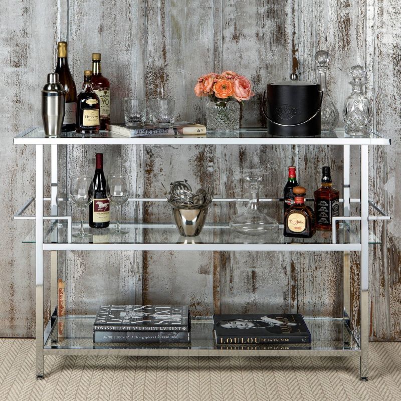 Portico Bar with Clear Glass Chrome - Studio Designs Home