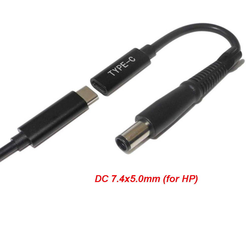 Laptop DC Power Supply Adapter Cable Cord USB 3.1 Type C PD Female to 7.4x5.0mm  Male Plug Converter for HP 65W or below laptops