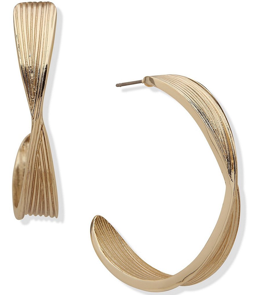 Anne Klein Texture C Hoop Earrings