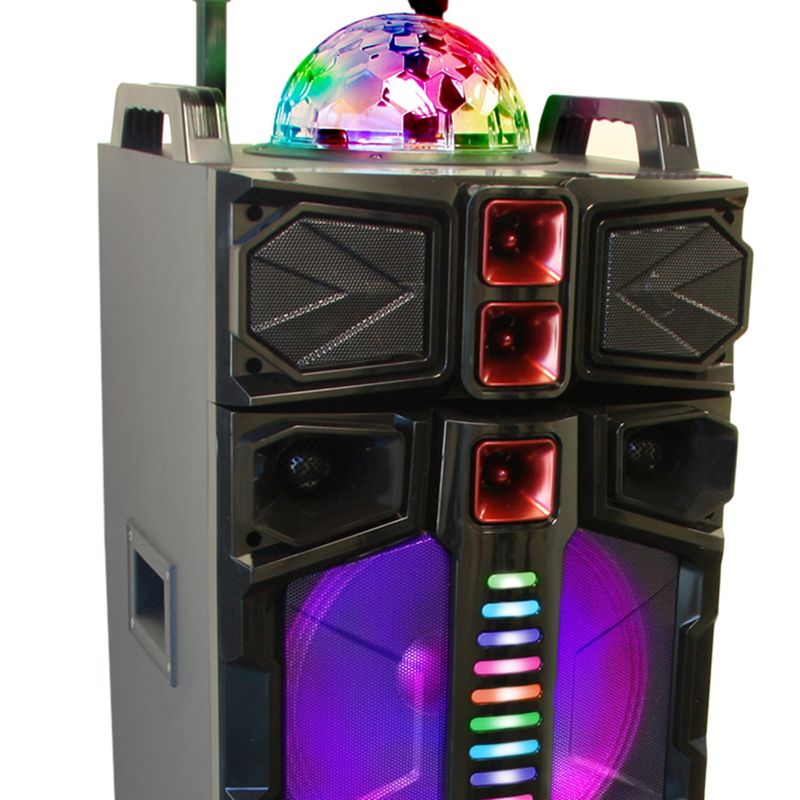 beFree Sound Dual 12 Inch Subwoofer Portable Bluetooth Party Speaker with LED Lights