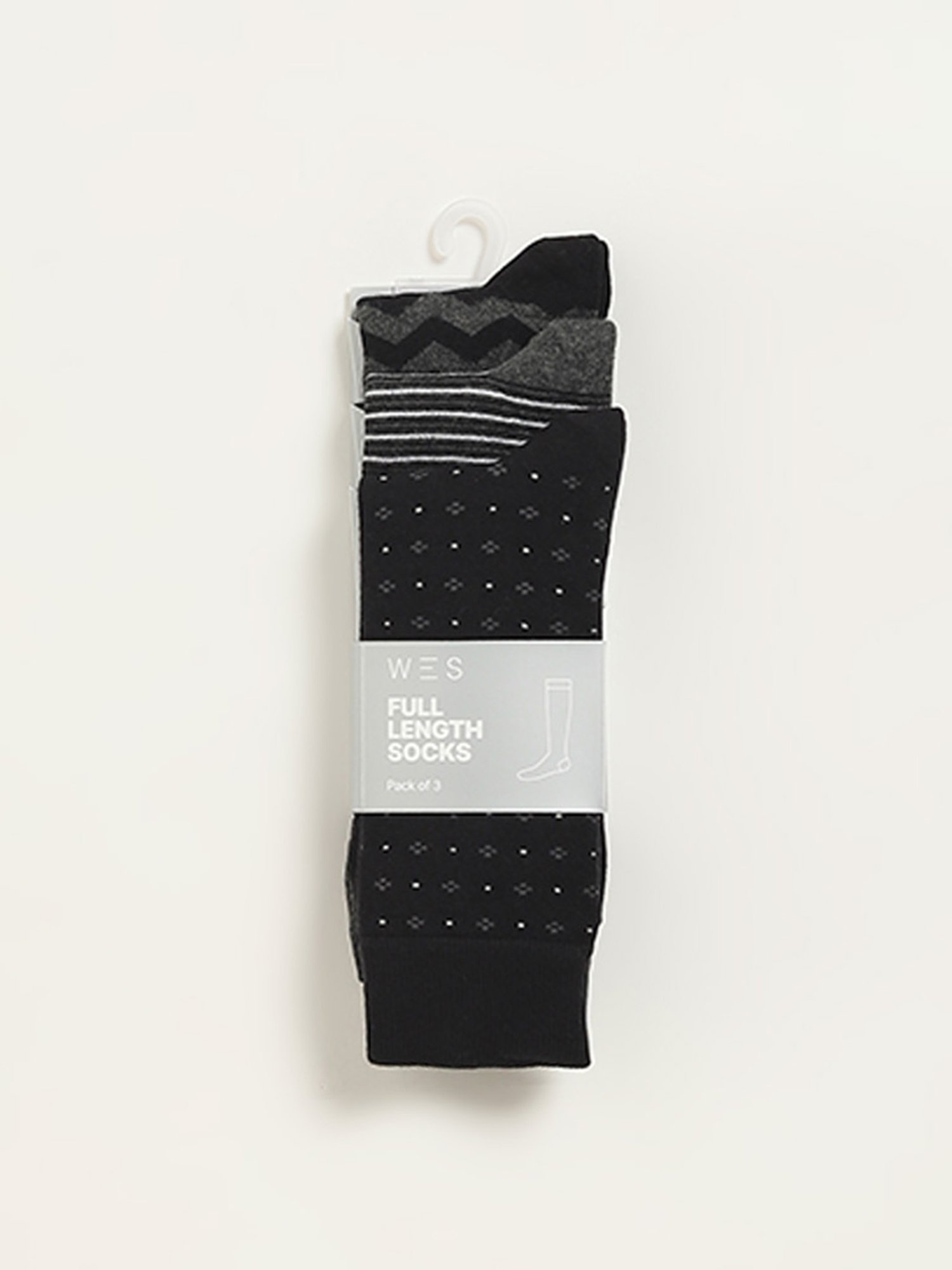 WES Lounge by Westside Black Printed Full-Length Socks - Pack of 3