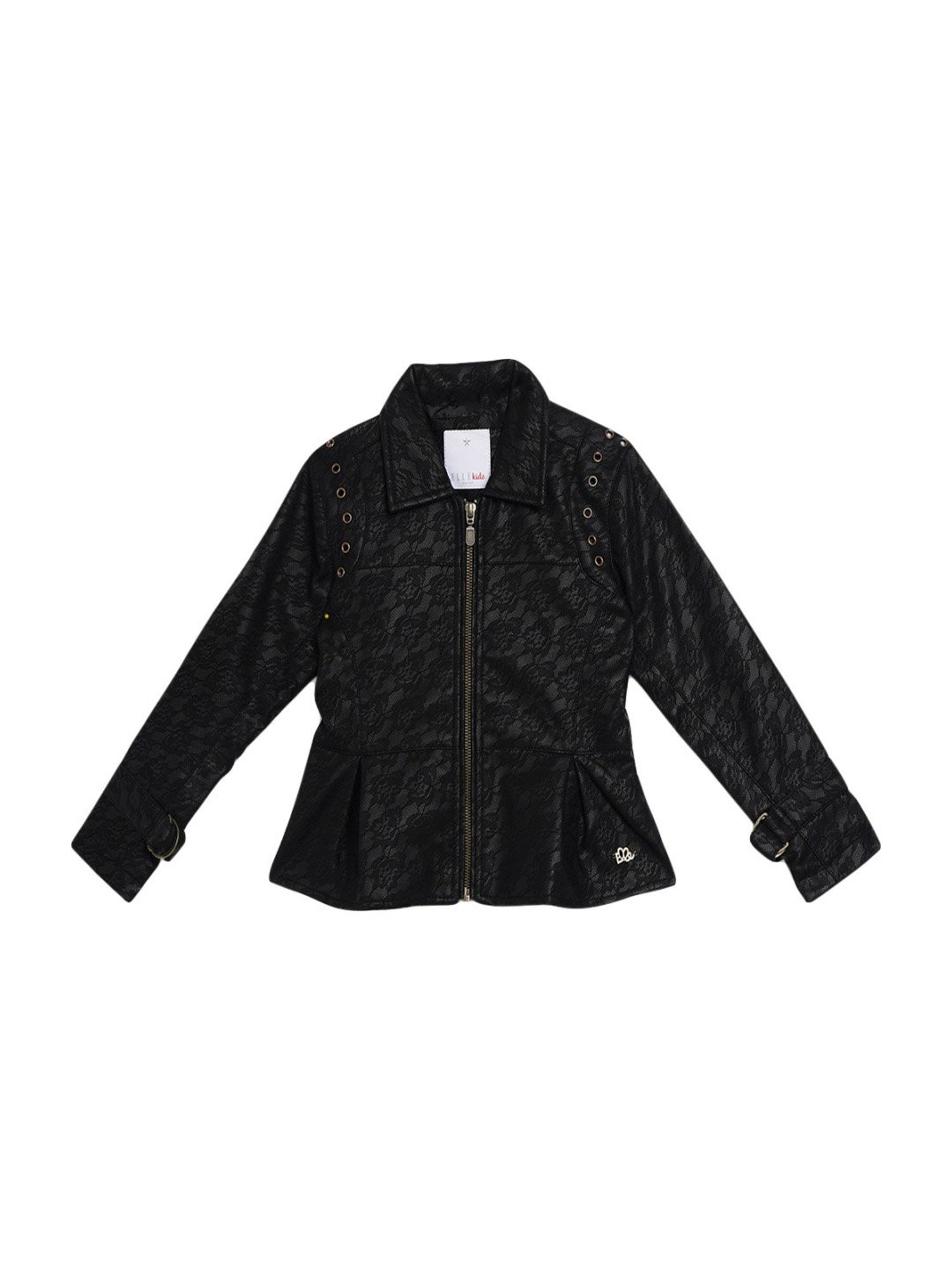 Elle Kids Black Self Pattern Jacket