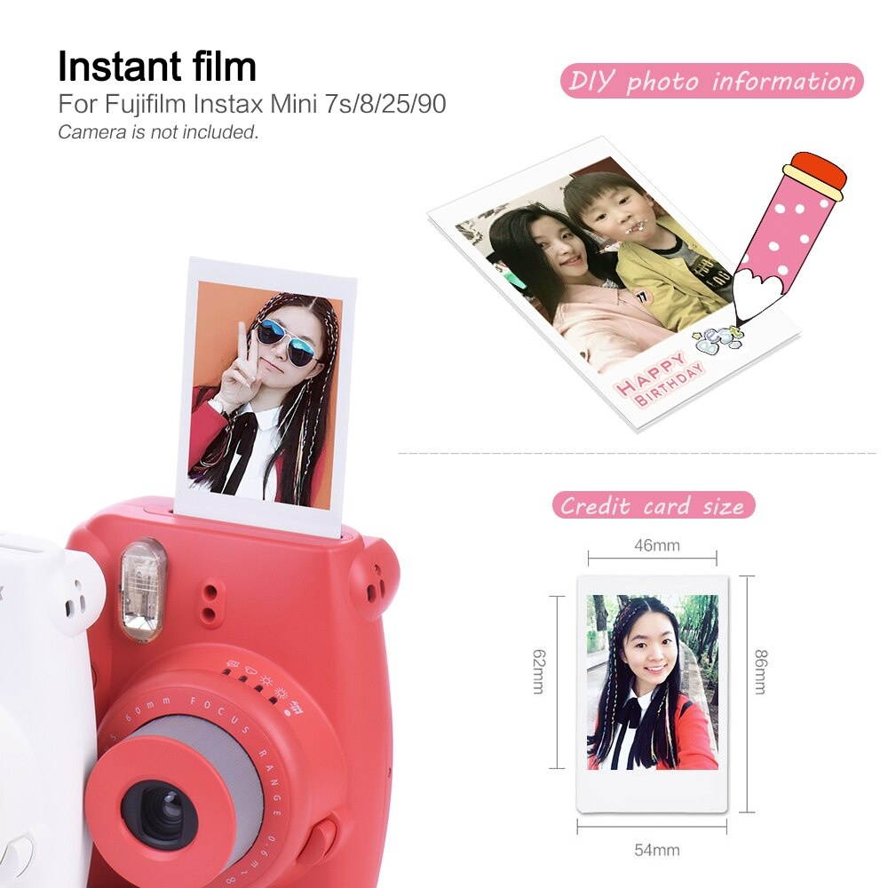 Original 100 Sheets Fujifilm Instax Mini Film Photo Paper Snapshot Album Instant Print for Fujifilm Instax Mini 7s/8/25/90/9
