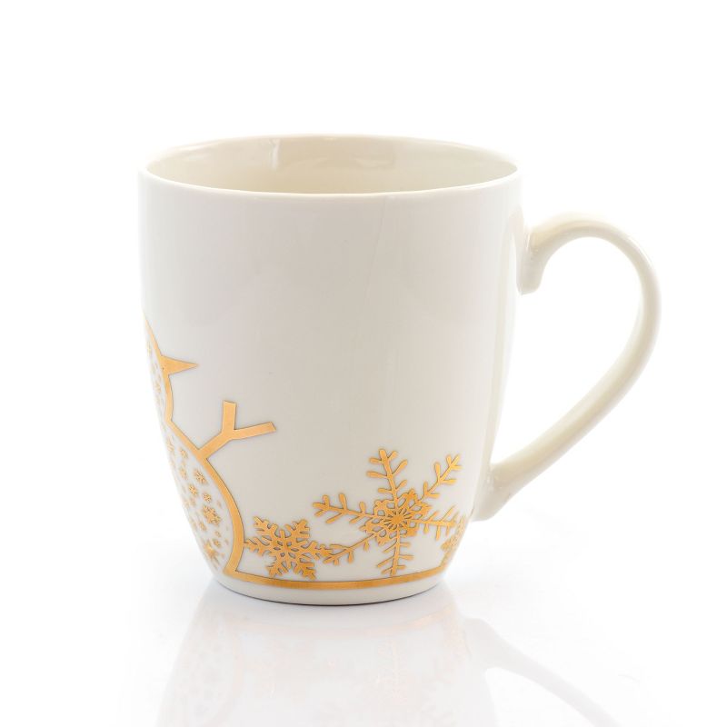 Gibson Home 4 Piece Holiday Gold 20 Ounce Fine Ceramic Mug Set with Assorted Designs