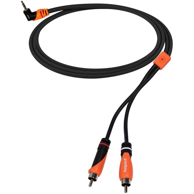 Bespeco SLYMPR180 6 ft. 3.5 mm Stereo Right Angle to 2 RCA Male OFC Y Cable %3Cbr%3E 6 ft.