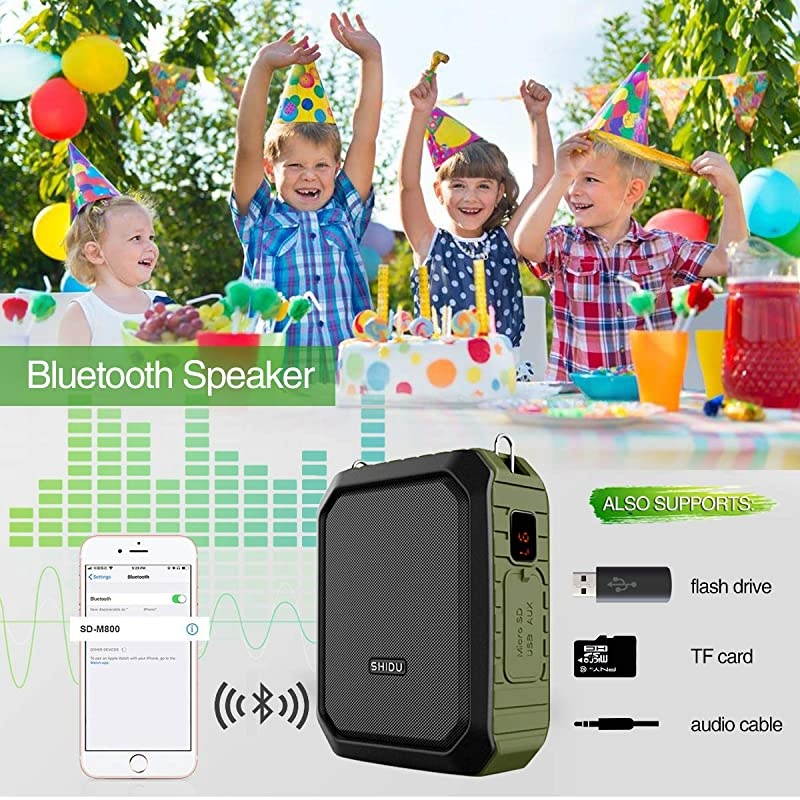 Voice Amplifier Personal Portable Microphone Headset 18W Hear Loud All in One Bluetooth Speaker Waterproof Recording AUX Jack for Teachers Outdoor Speech Tour Guide