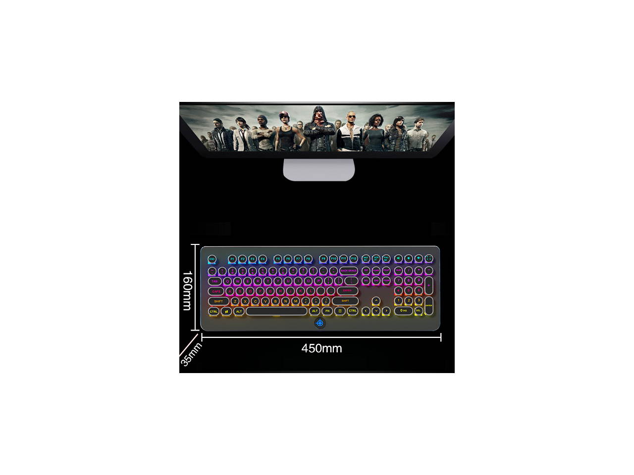 Magic Refiner Mechanical MK9 Gaming Keyboard RGB Retro Keyboard-Blue Switch-LED Backlit - Gold-Plating 108 Key Round Keycaps Anti-Ghosting Mechanical Illuminated Keyboard for PC Gaming and MAC (Black)