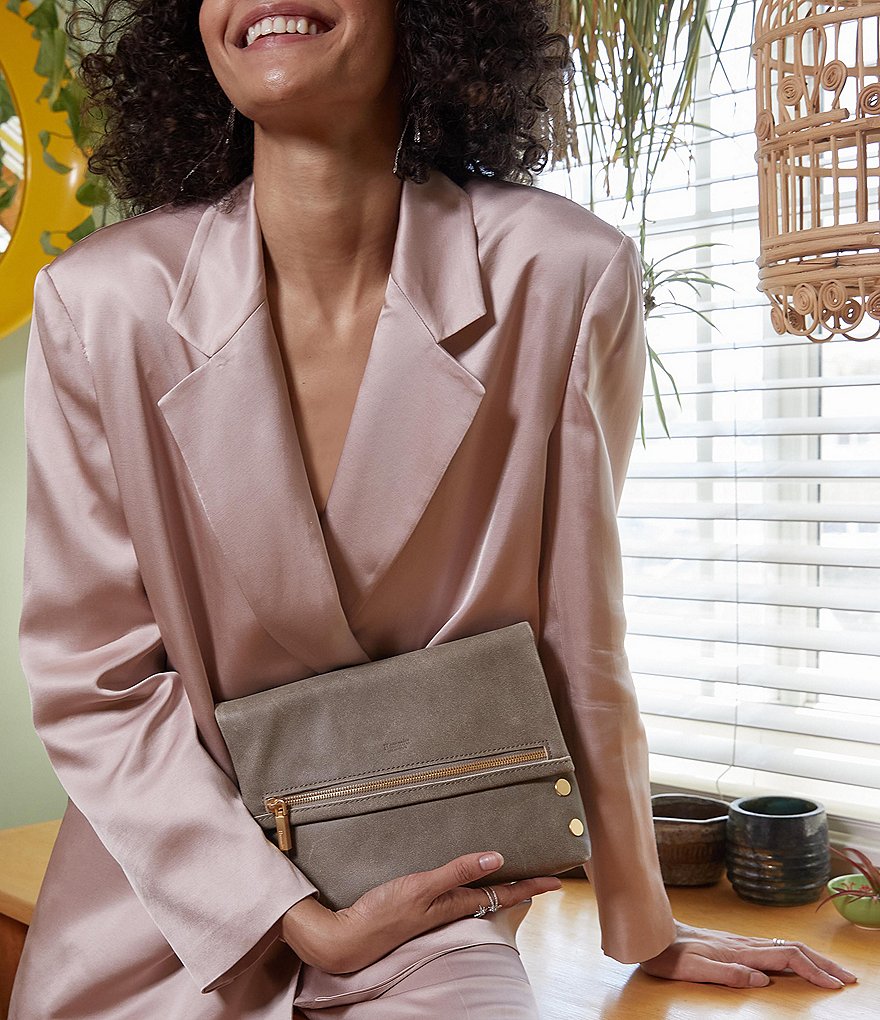 Hammitt VIP Studded Leather Fold-Over Zip Flap Medium Crossbody Bag