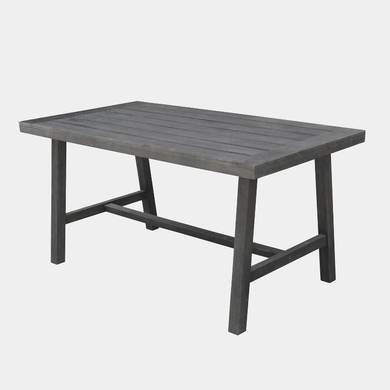 Malibu Rectangle Outdoor Patio Picnic Dining Table - Gray - Vifah