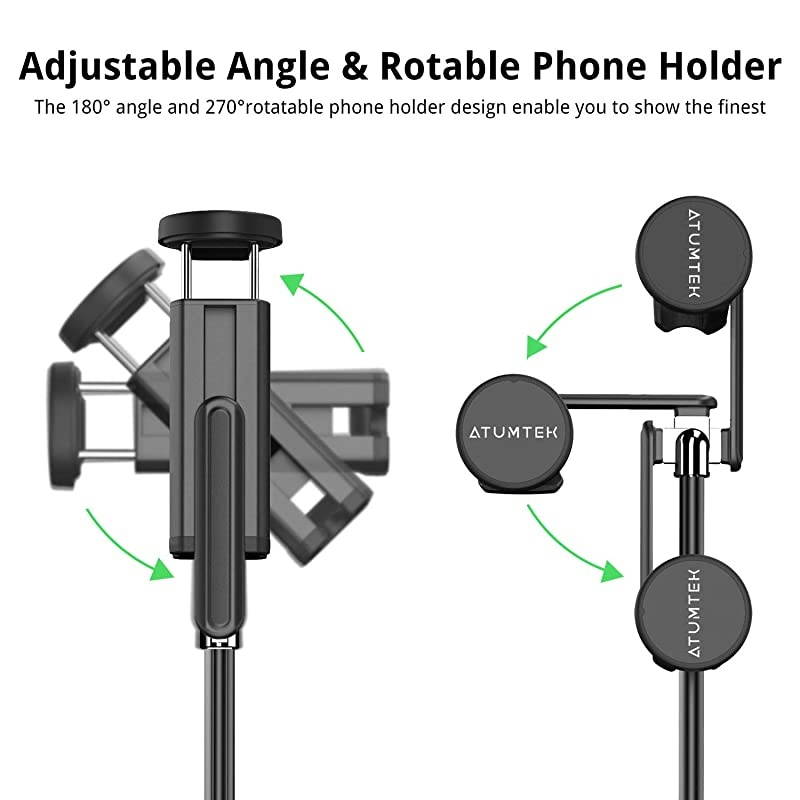 Selfie Stick Tripod, Extendable 3 in 1 Aluminum Bluetooth Selfie Stick with Wireless Remote and Tripod Stand 360&deg; Rotation for iPhone 12/11/11 Pro/XS Max/XS/XR/X/8/7, Samsung and Smartphone