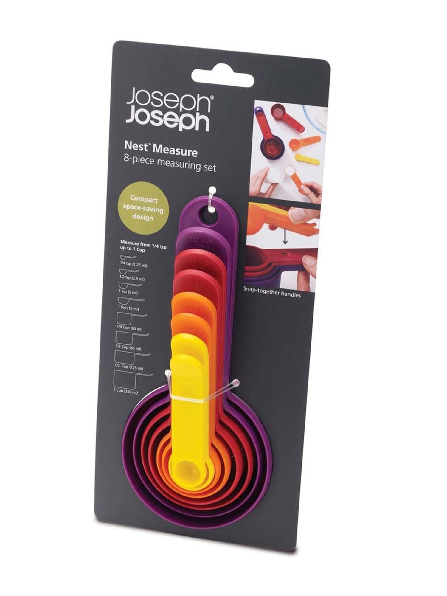 KitchenCraft Black Plastic Magnetic Measuring Cup - Set of 4