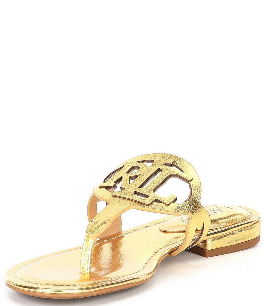 Lauren Ralph Lauren Audrie Leather Logo Thong Sandals