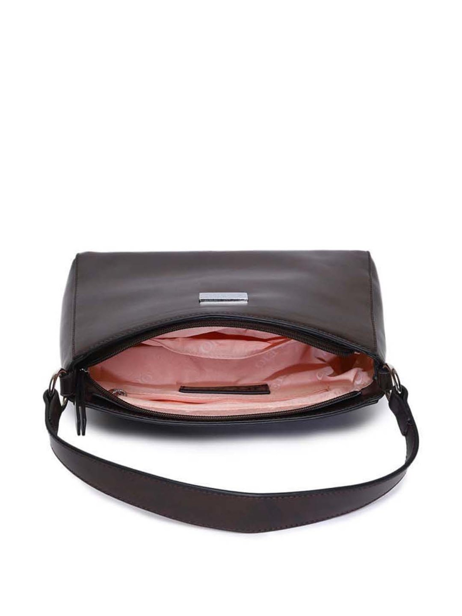 KLEIO Dark Brown Solid Medium Hobo Handbag