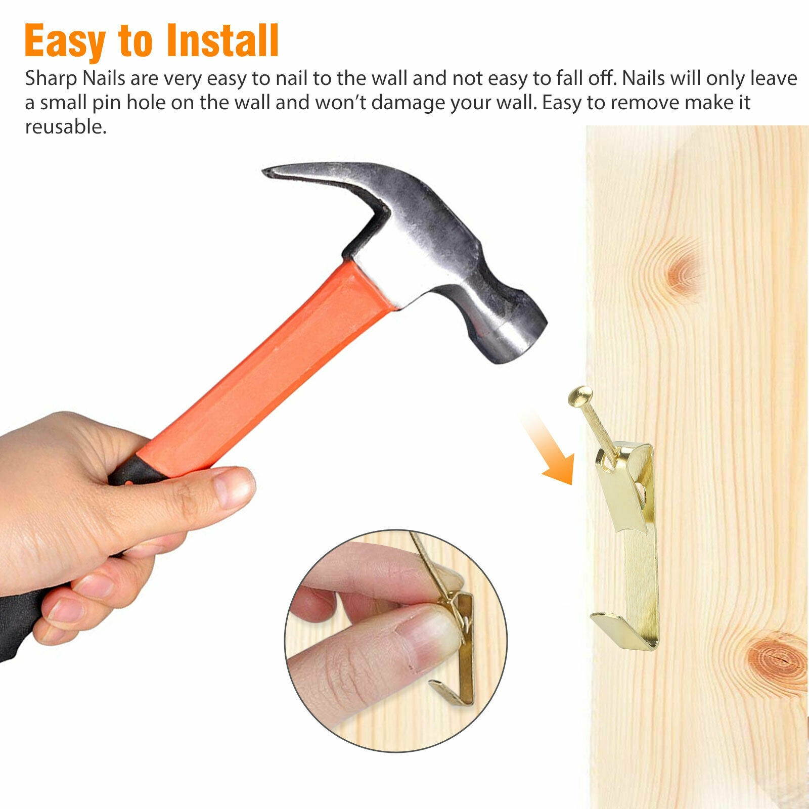 50/100x Picture Wall Hangers Painting Hanging Kit Heavy Photo Frame Hook 30/50LB