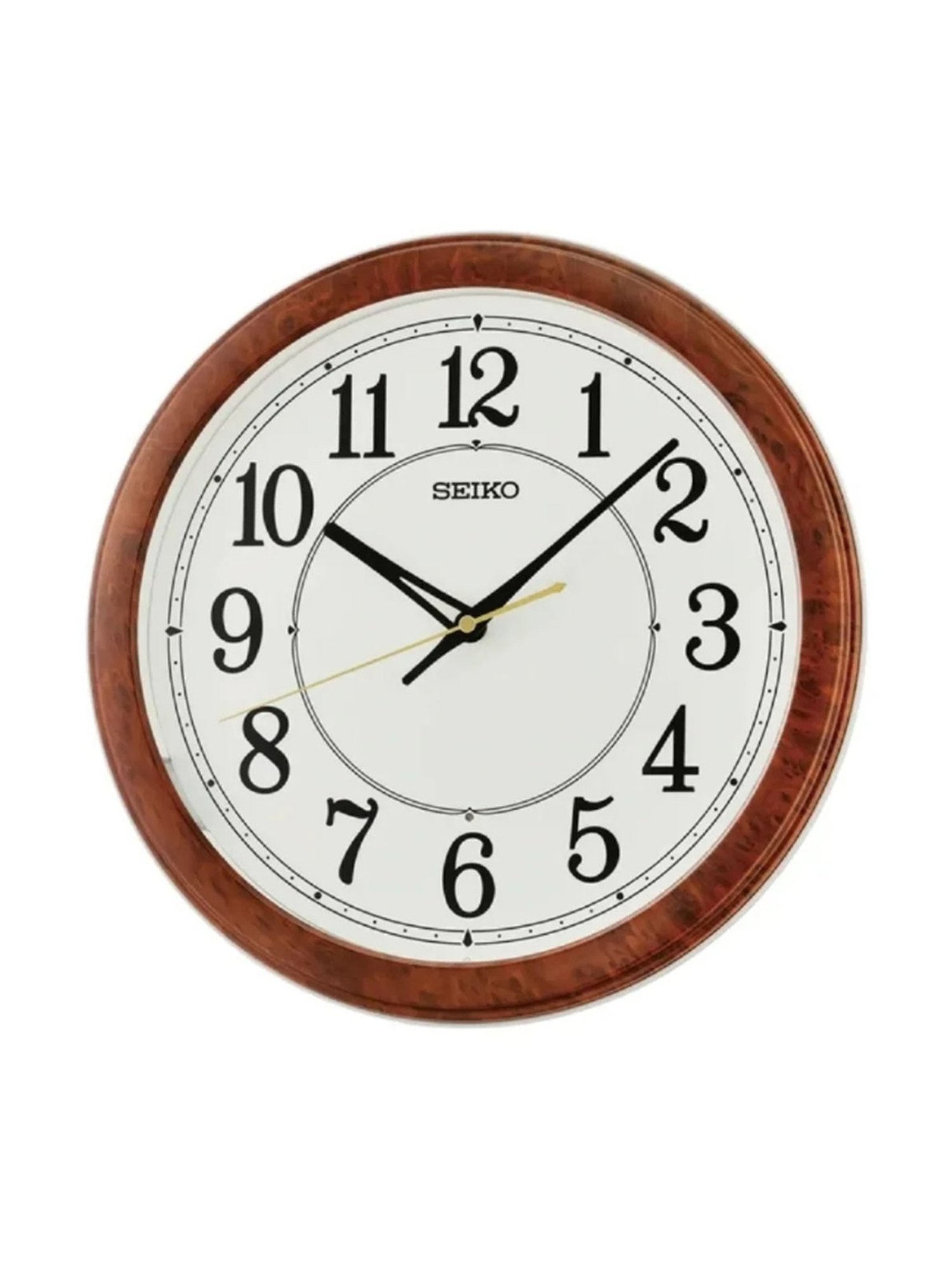 SEIKO classic white & brown plastic wall clock