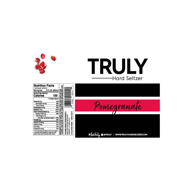 Truly Pomegranate Hard Seltzer - 6pk/12 fl oz Slim Cans