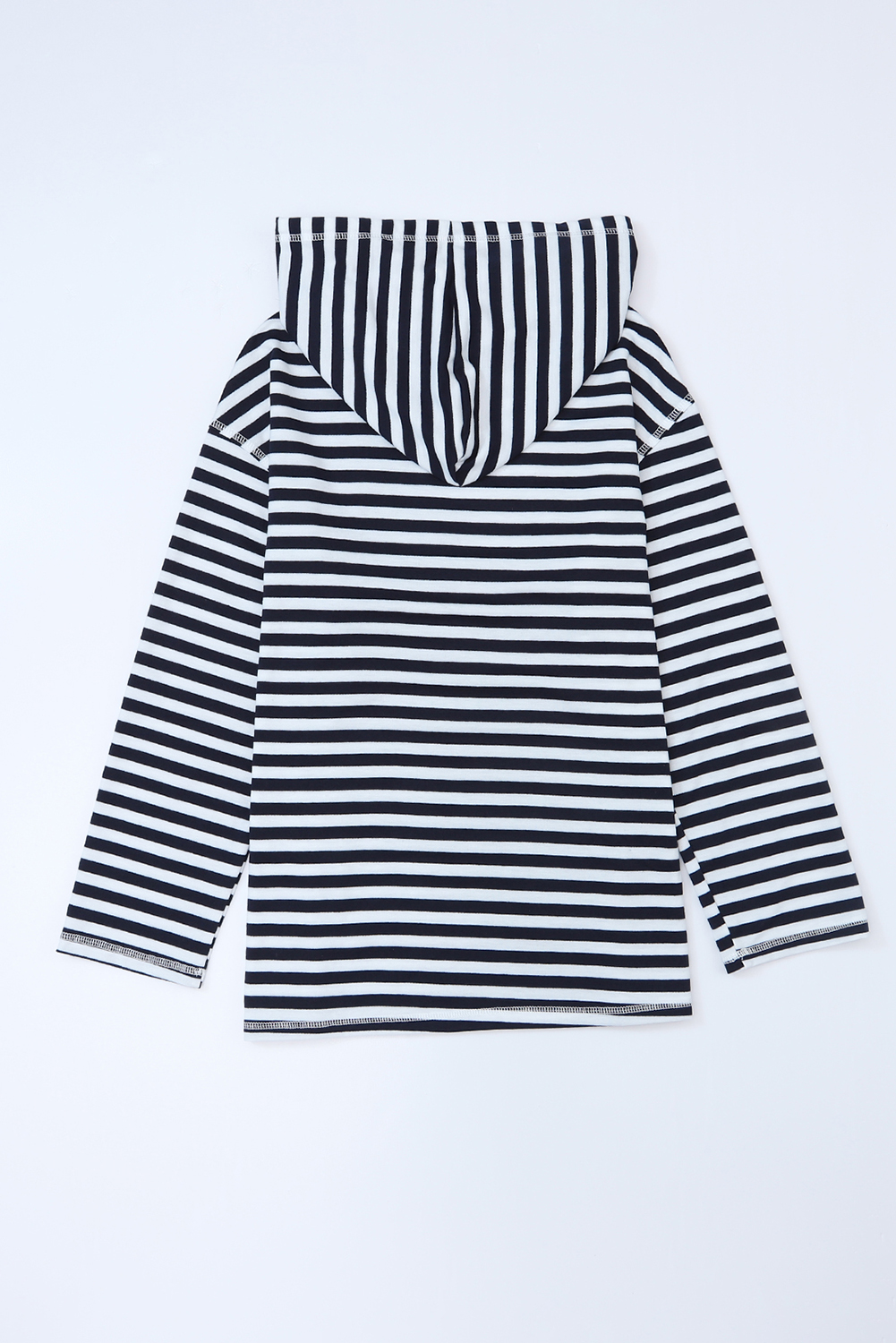 Stripe Print Kangaroo Pocket Drawstring Hoodie